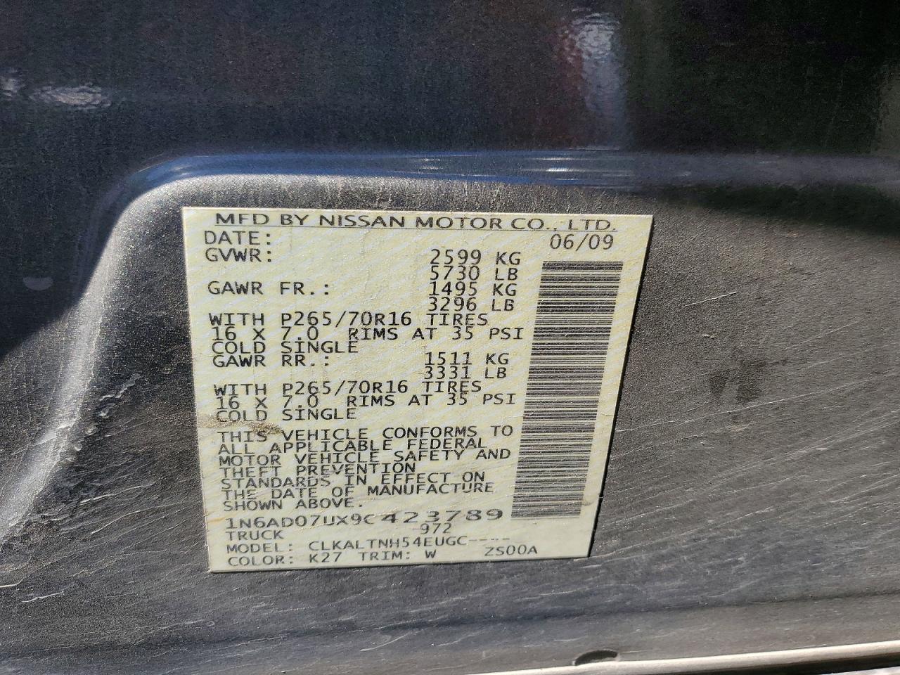 2009 NISSAN FRONTIER