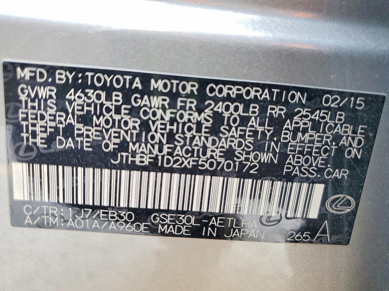 2015 LEXUS IS