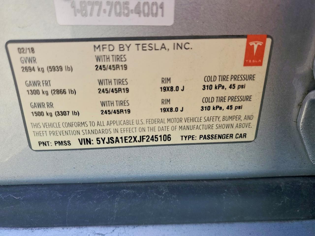 2018 TESLA MODEL S