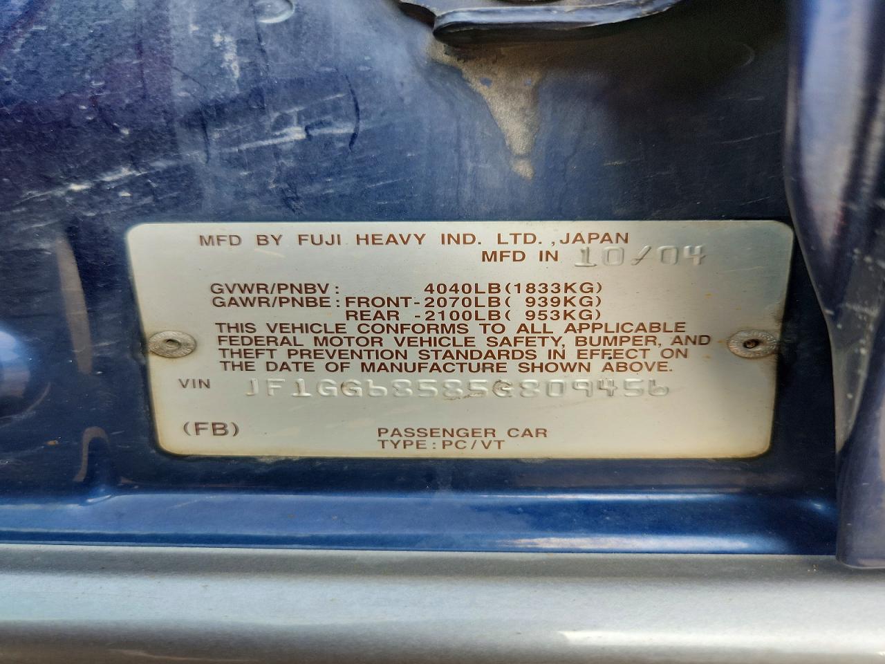 2005 SUBARU IMPREZA