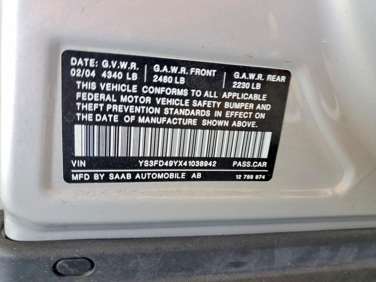 2004 SAAB 9 3