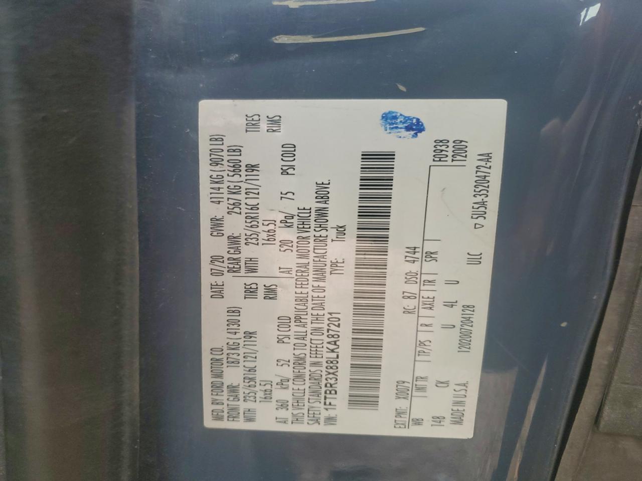 2020 FORD TRANSIT