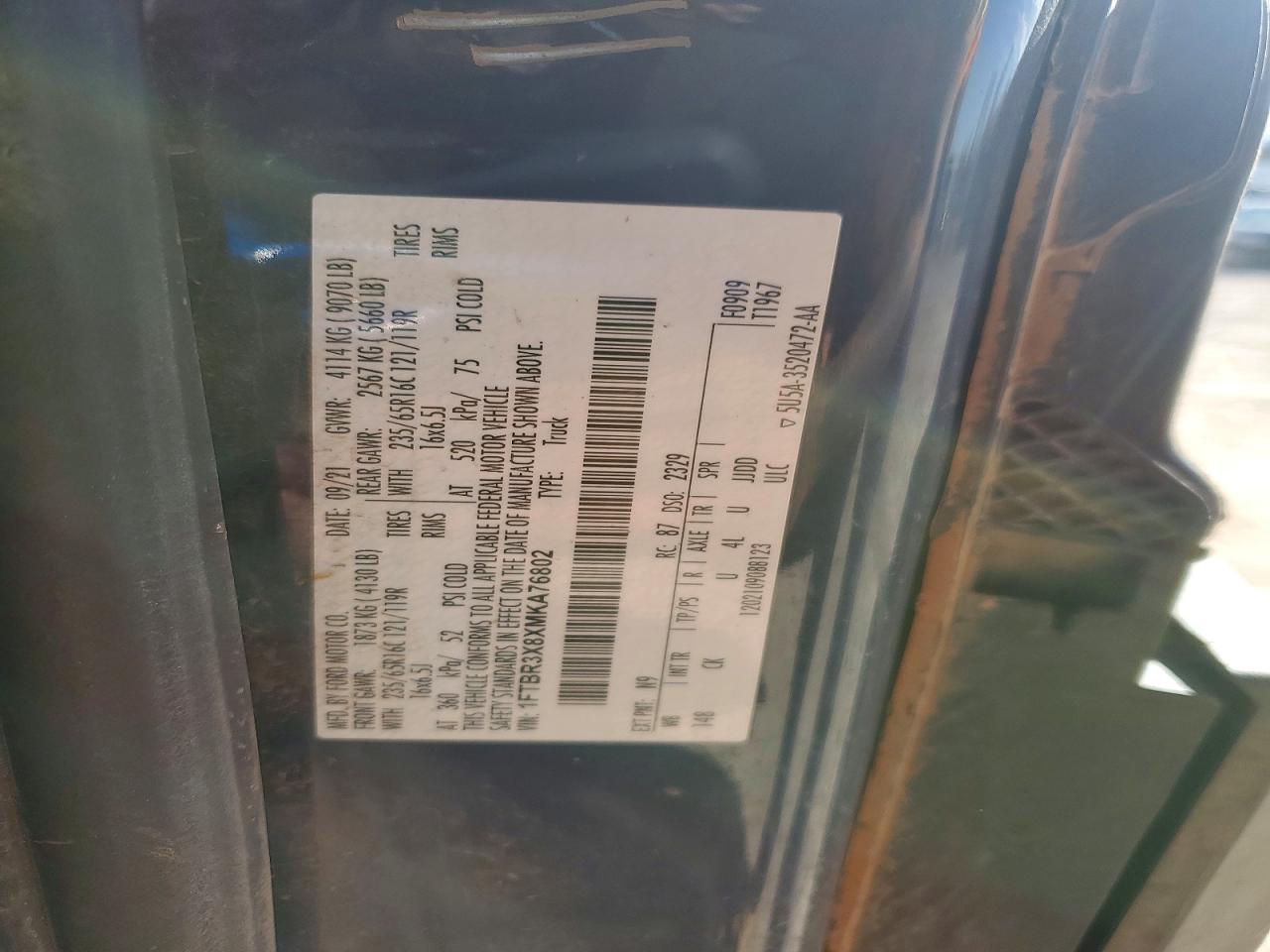 2021 FORD TRANSIT