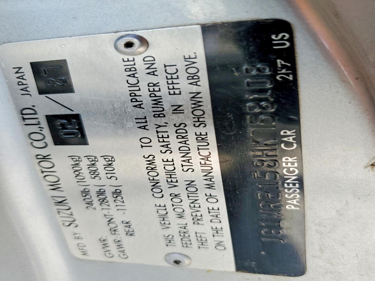 1987 CHEVROLET SPRINT