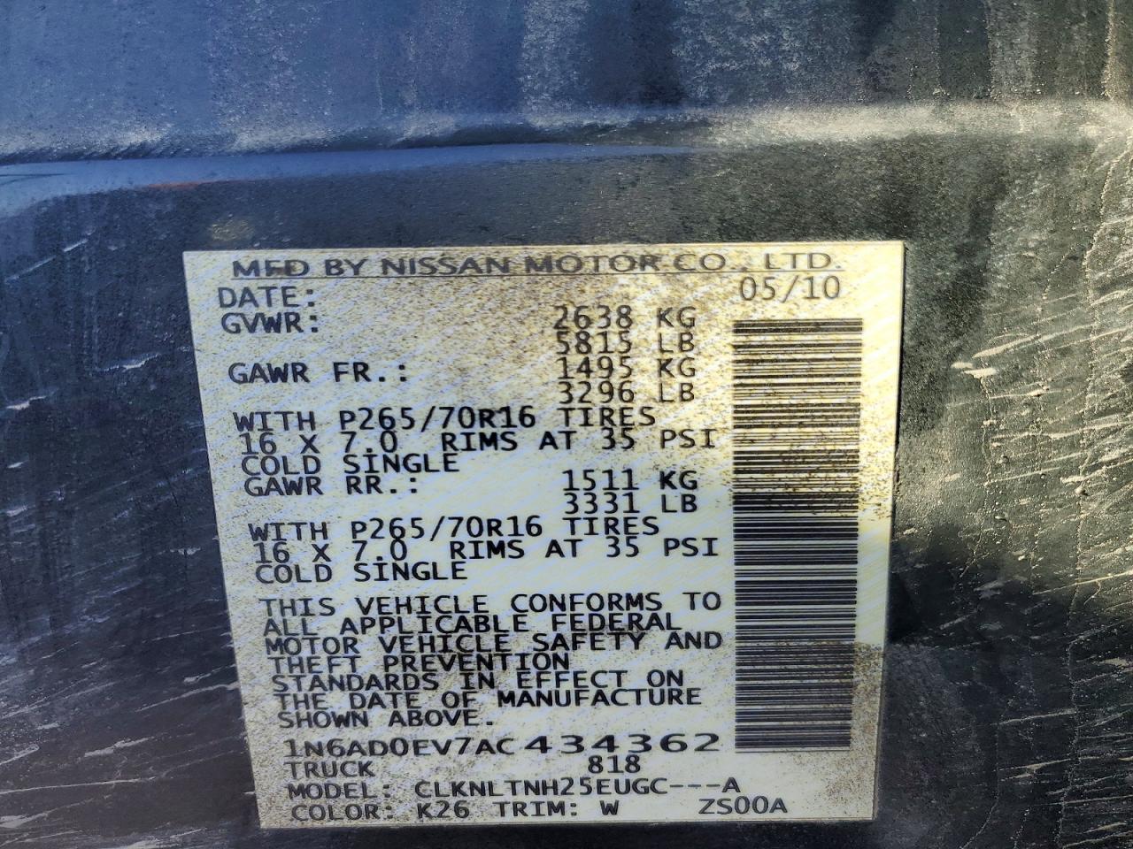 2010 NISSAN FRONTIER