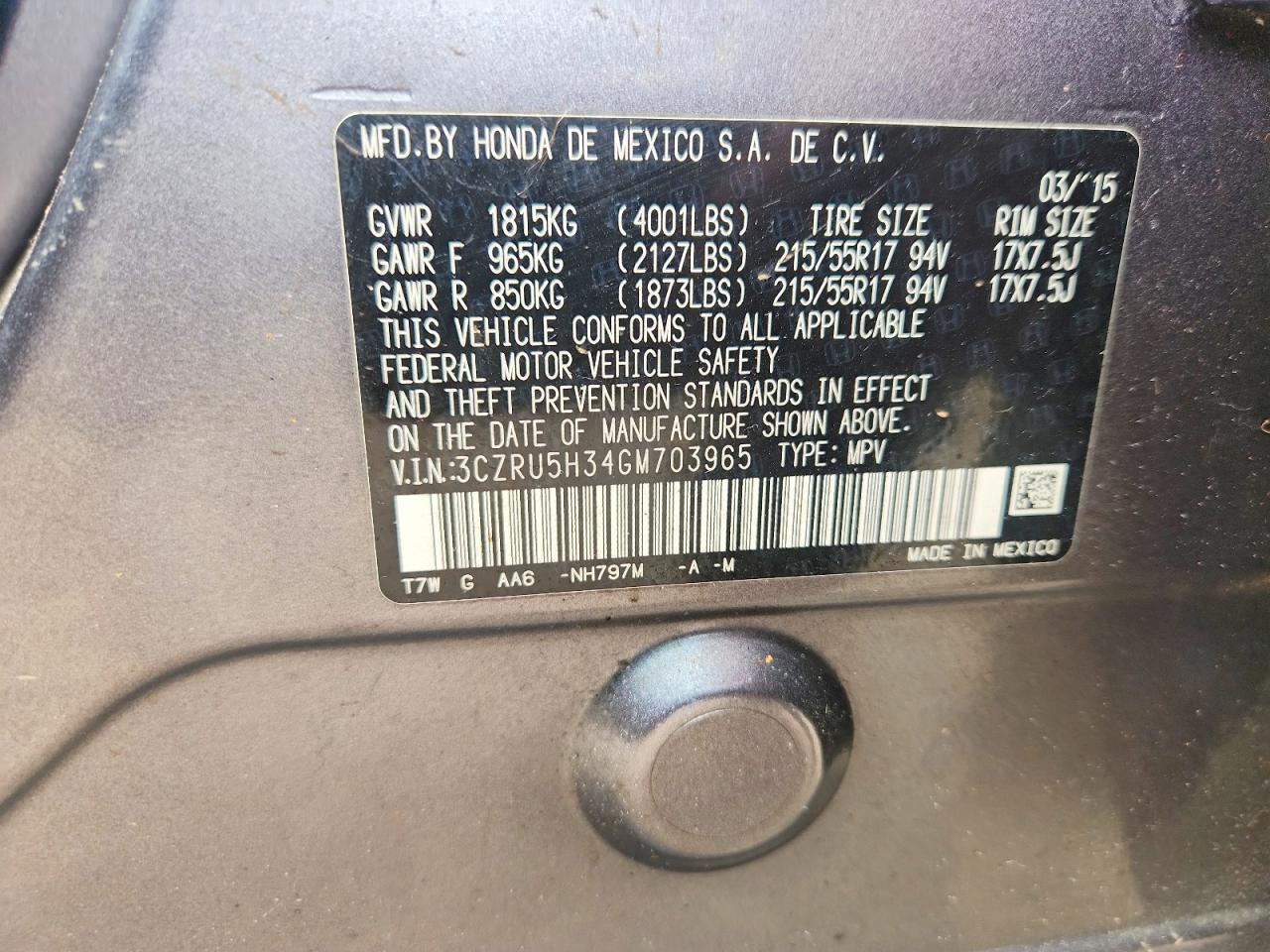 2016 HONDA HR-V