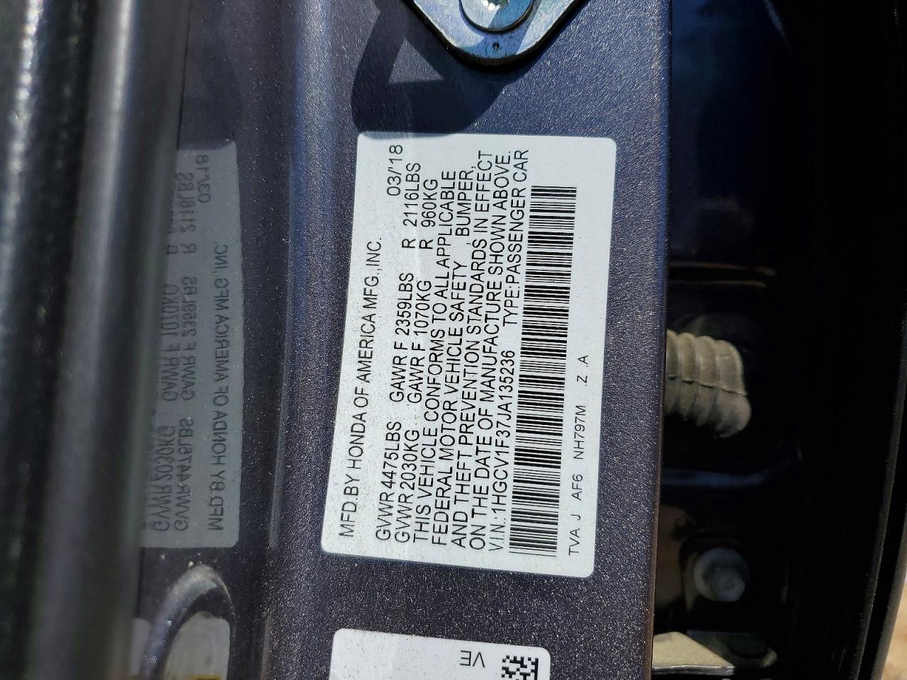2018 HONDA ACCORD