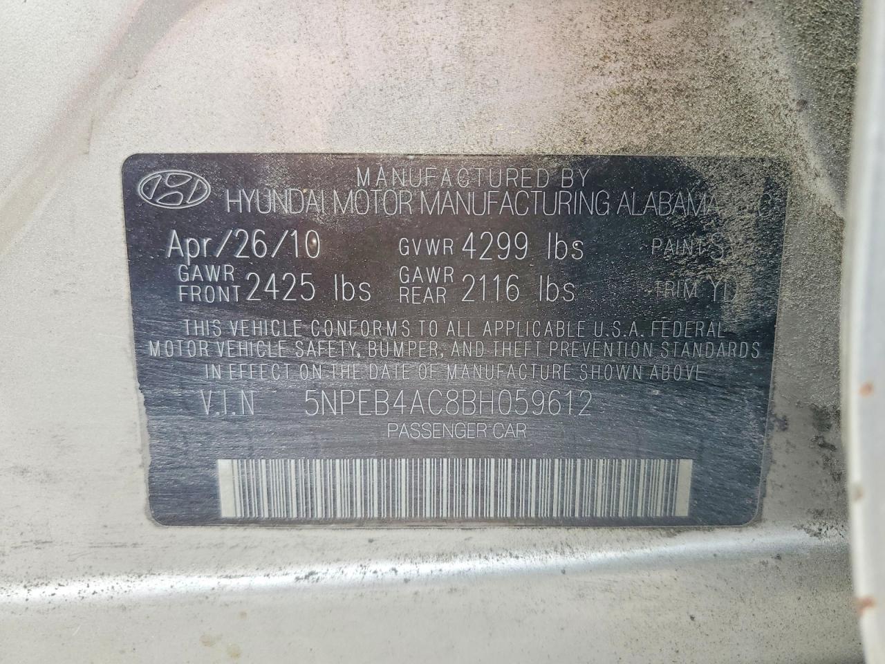 2011 HYUNDAI SONATA