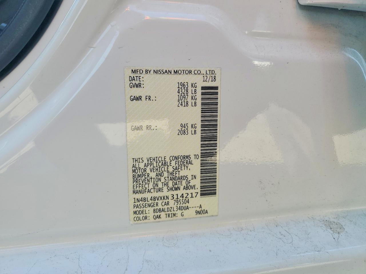 2019 NISSAN ALTIMA