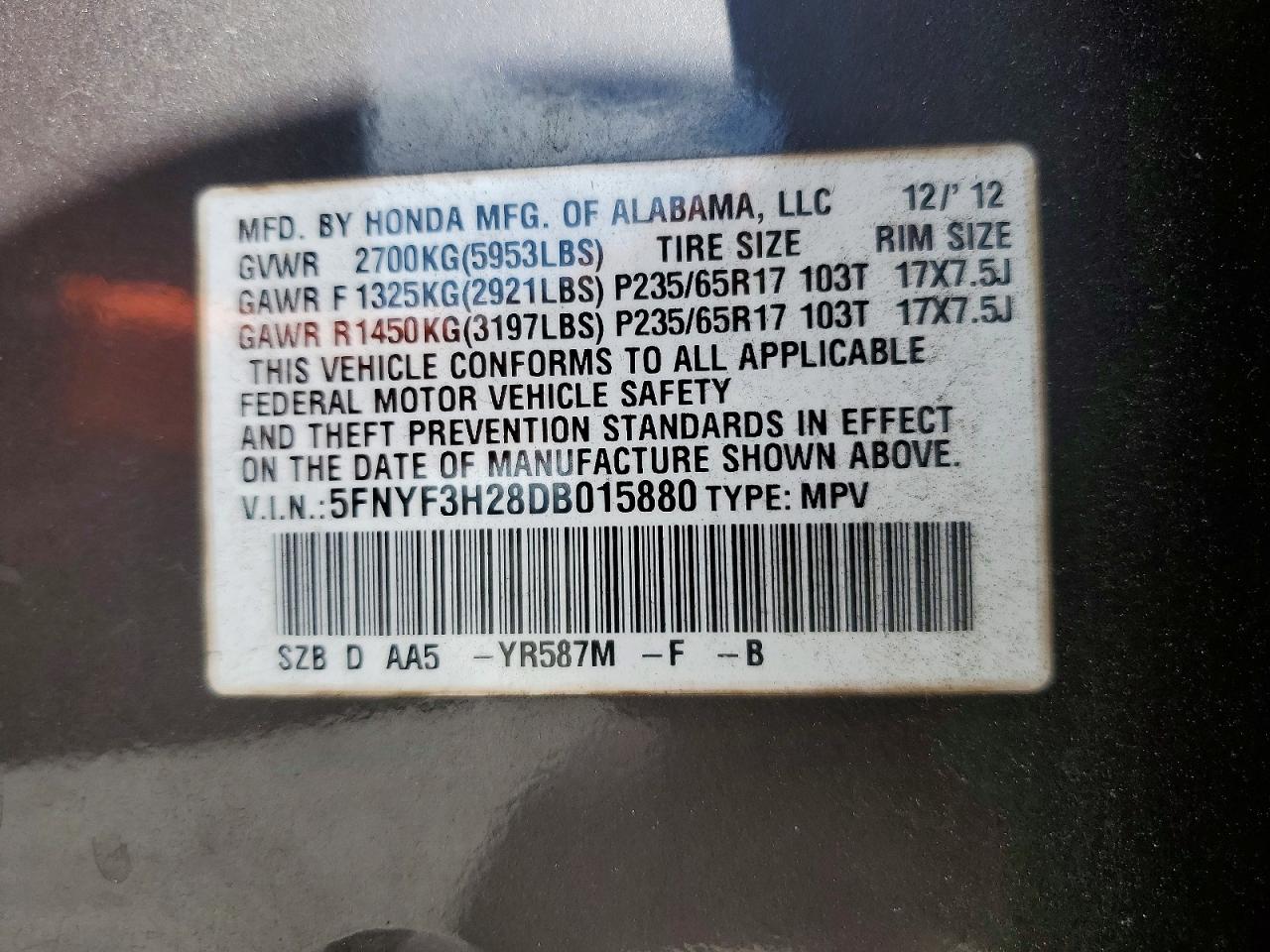 2013 HONDA PILOT