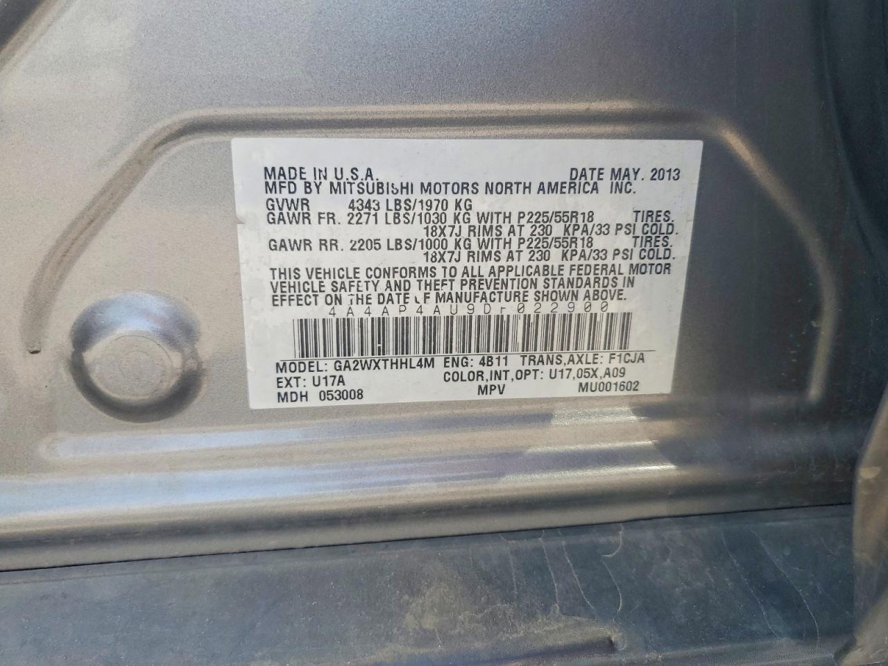 2013 MITSUBISHI OUTLANDER