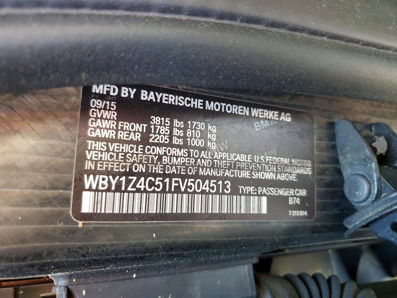 2015 BMW I SERIES