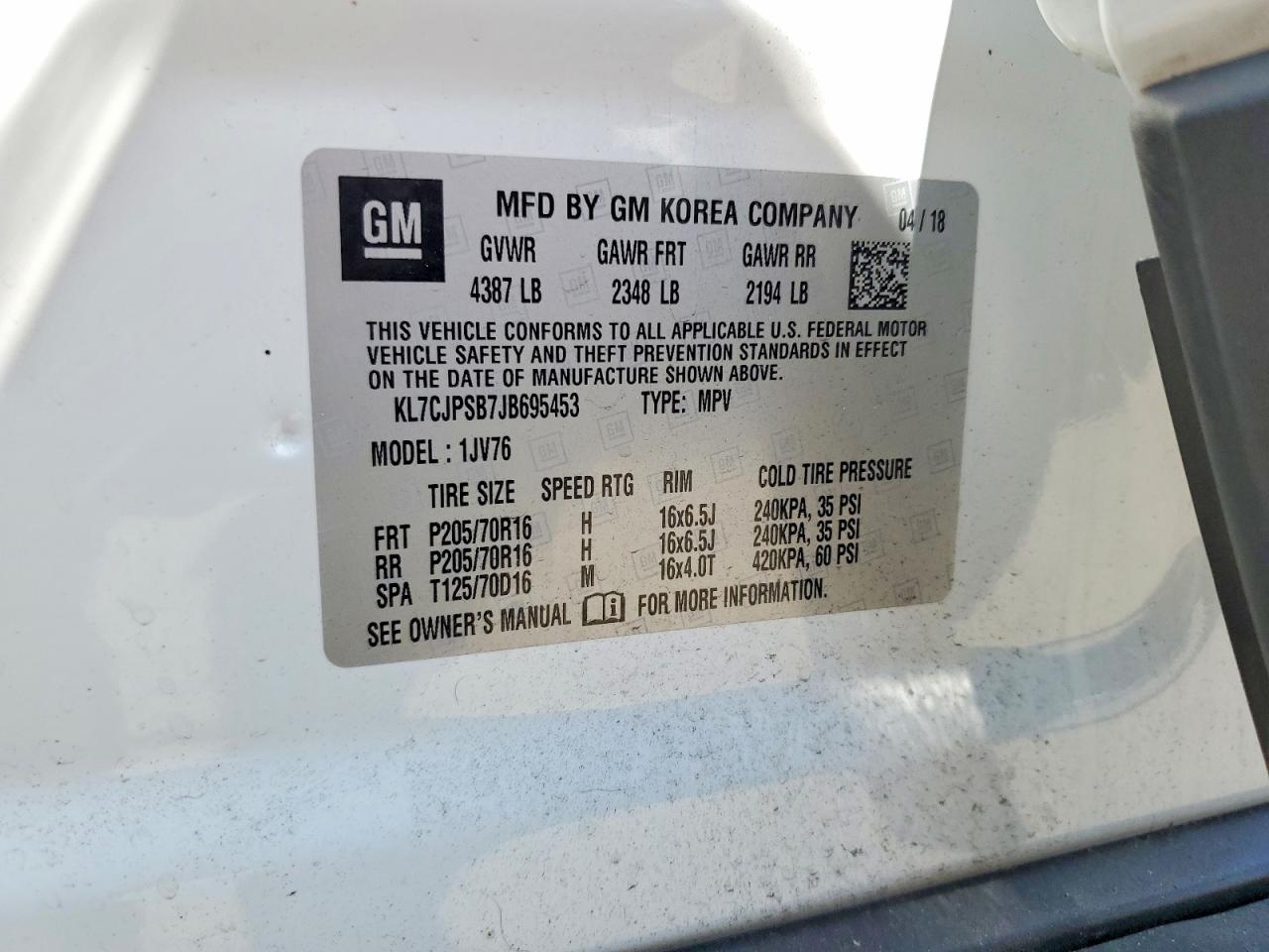 2018 CHEVROLET TRAX