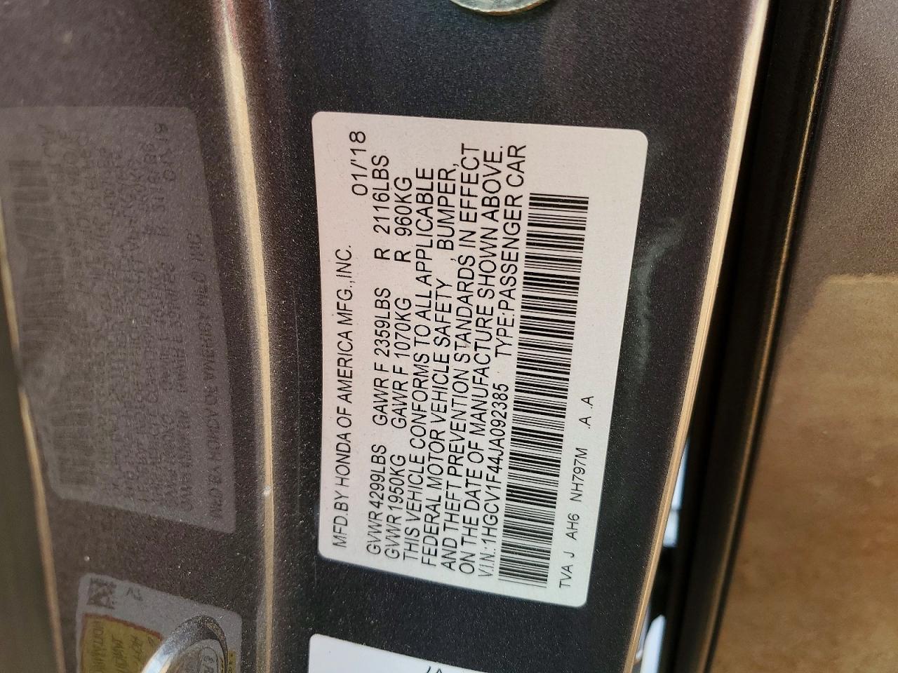 2018 HONDA ACCORD