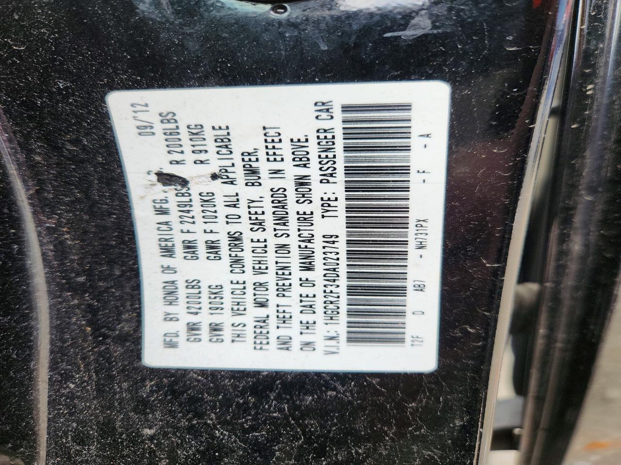 2013 HONDA ACCORD