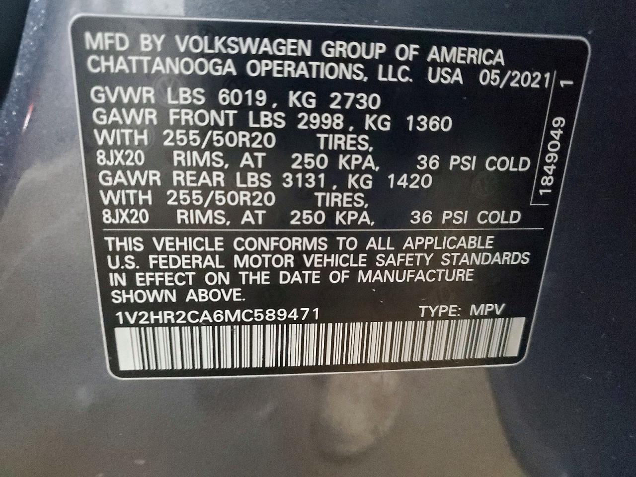 2021 VOLKSWAGEN ATLAS
