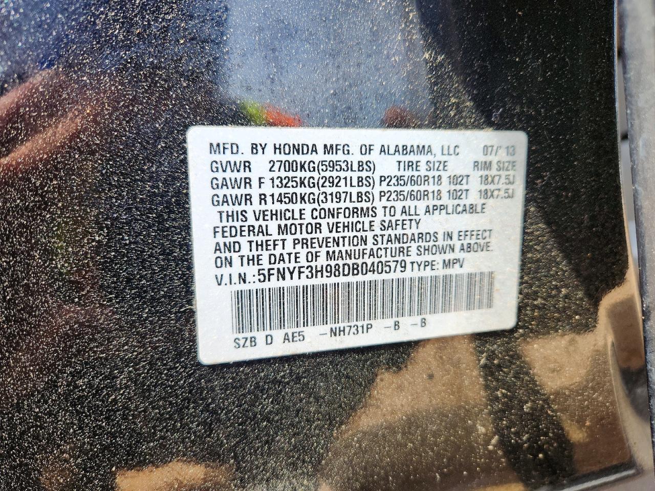 2013 HONDA PILOT