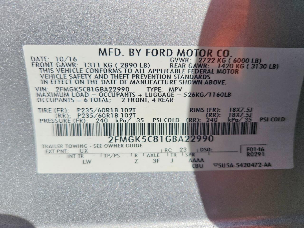 2016 FORD FLEX