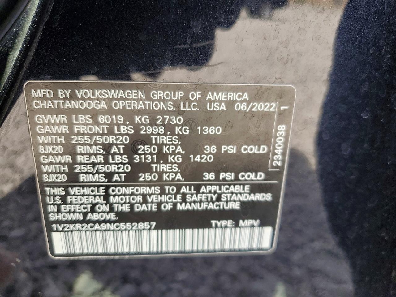 2022 VOLKSWAGEN ATLAS