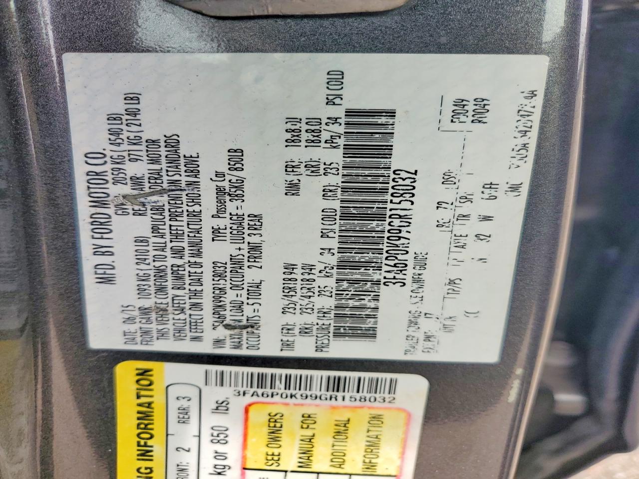 2016 FORD FUSION