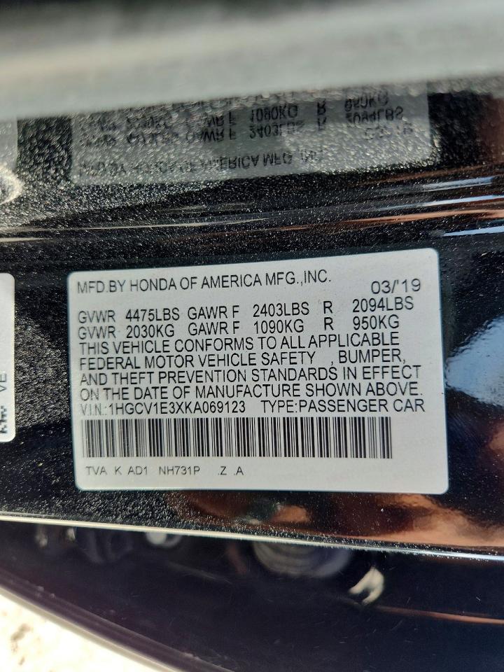 2019 HONDA ACCORD