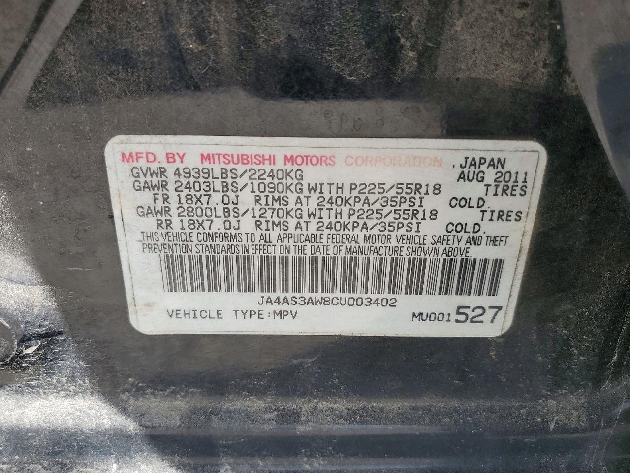 2012 MITSUBISHI OUTLANDER