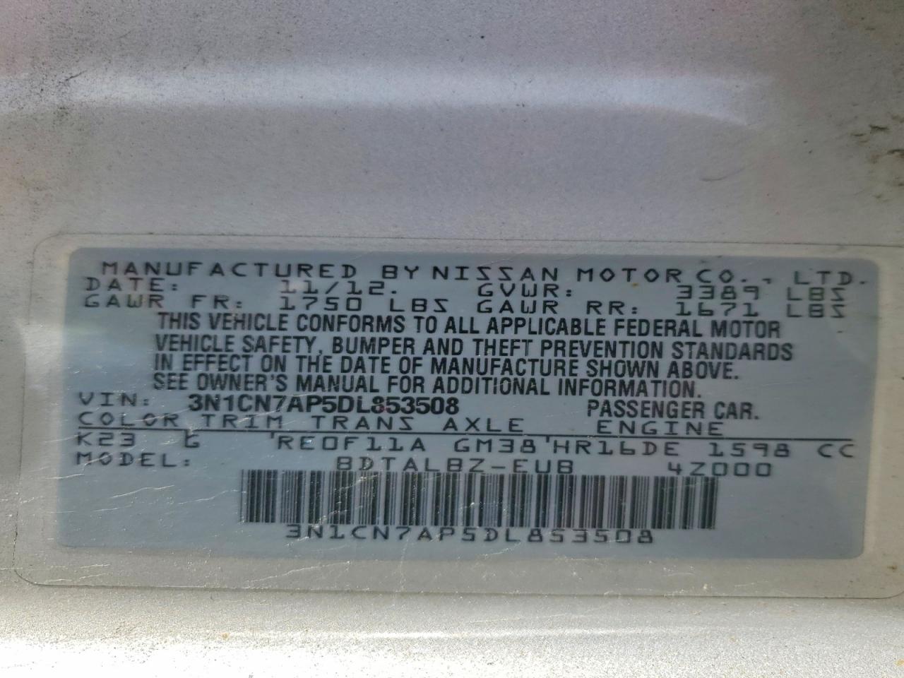 2013 NISSAN VERSA