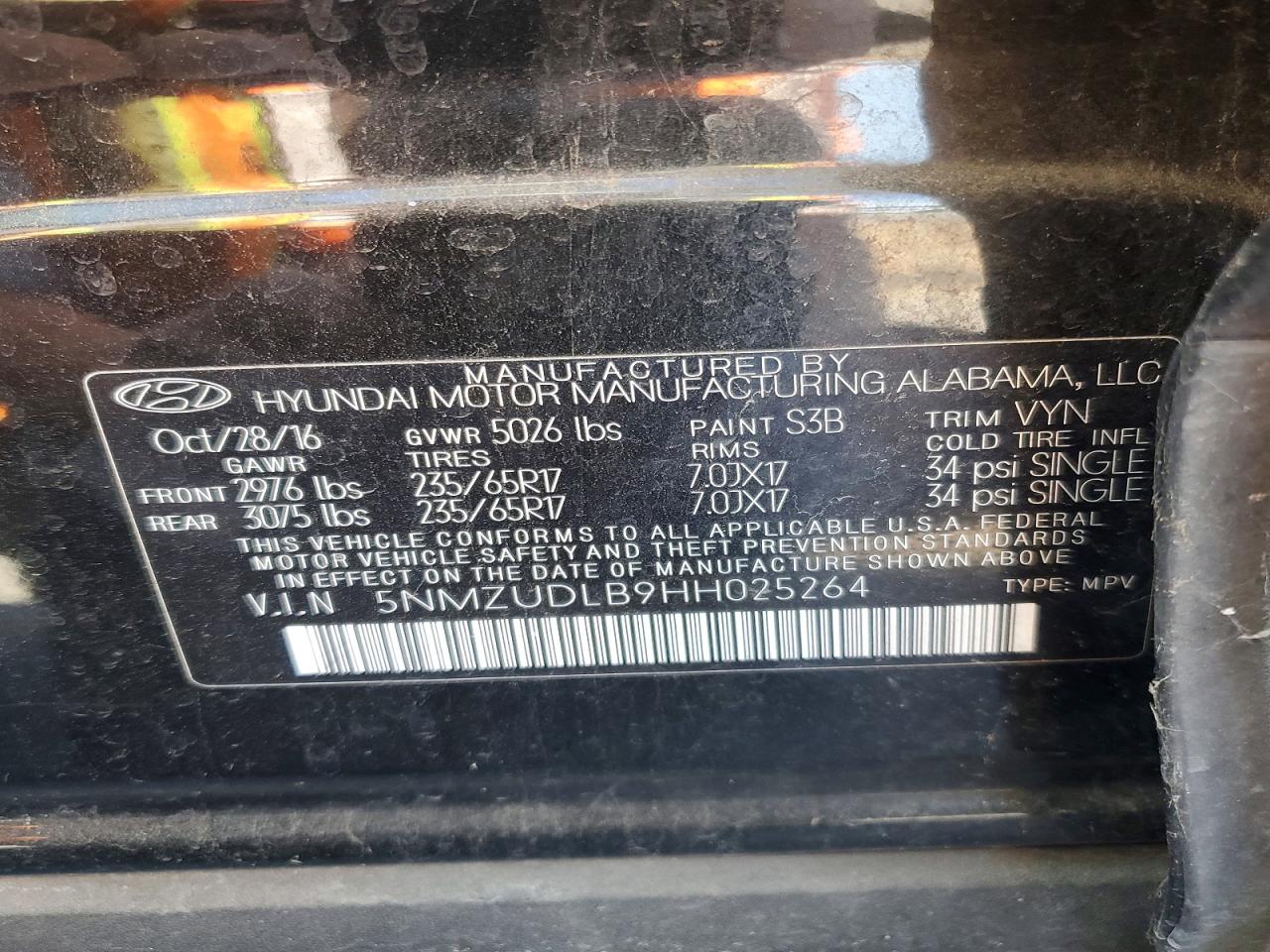 2017 HYUNDAI SANTA FE