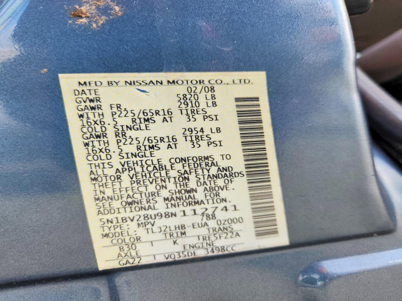 2008 NISSAN QUEST