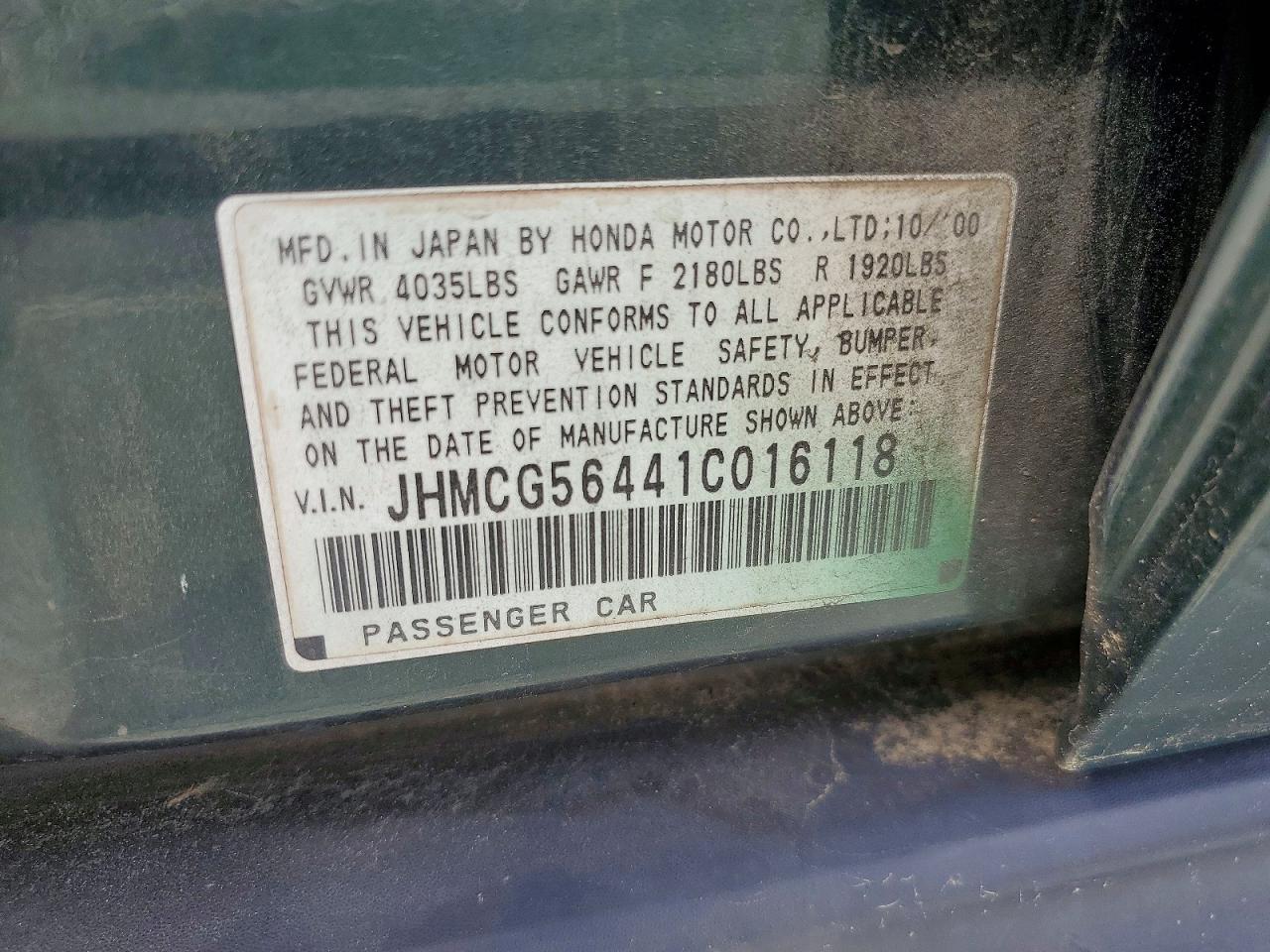 2001 HONDA ACCORD