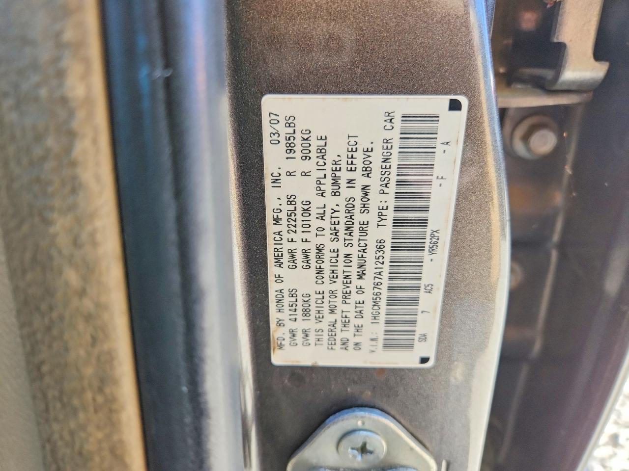2007 HONDA ACCORD