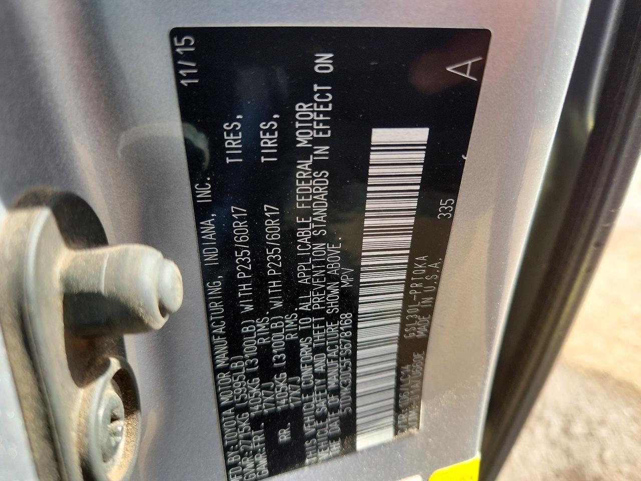 2015 TOYOTA SIENNA
