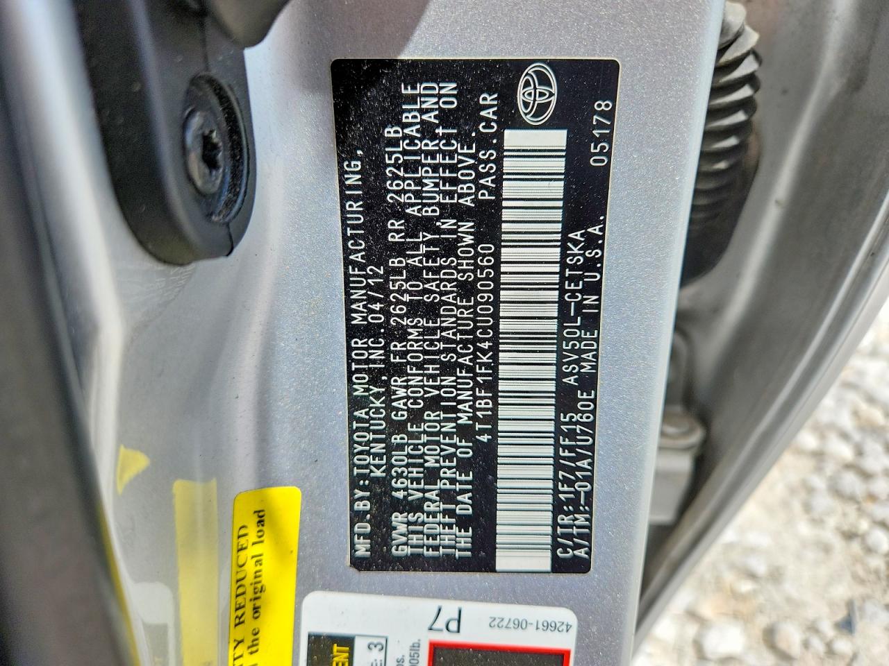 2012 TOYOTA CAMRY