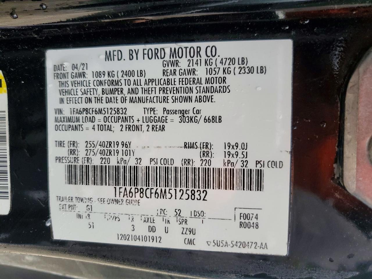 2021 FORD MUSTANG