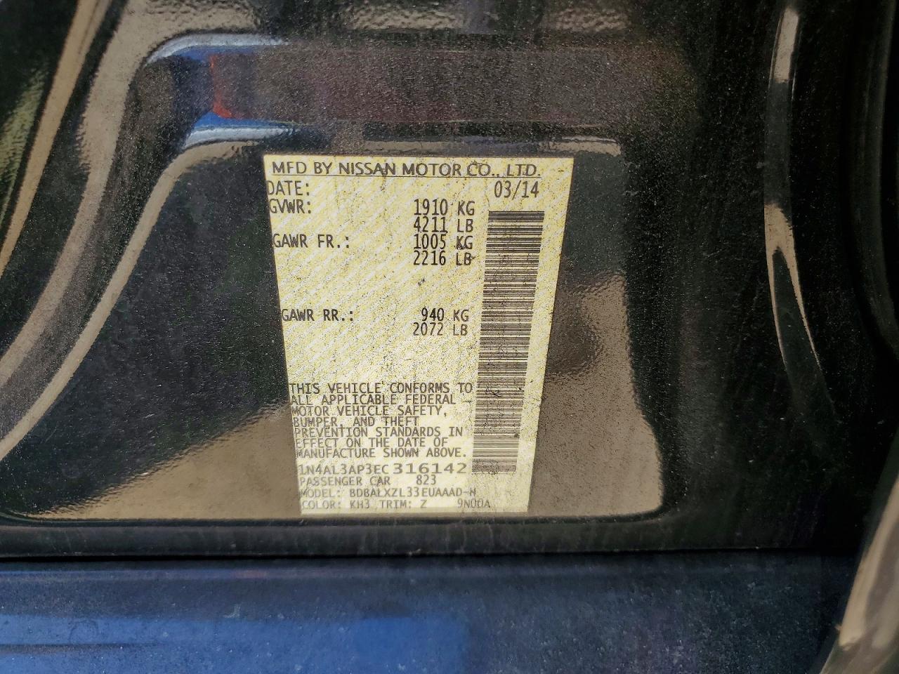 2014 NISSAN ALTIMA