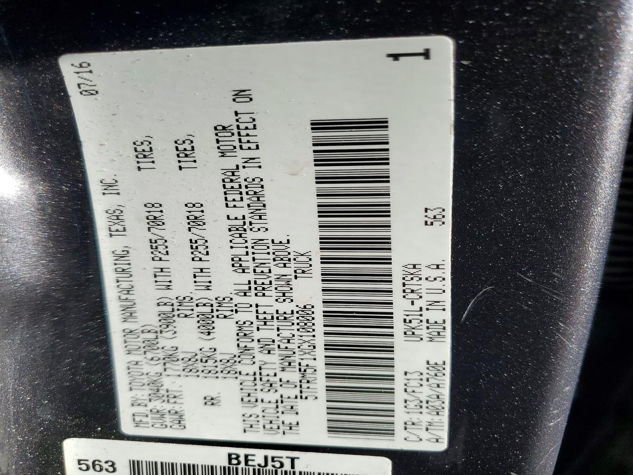 2016 TOYOTA TUNDRA