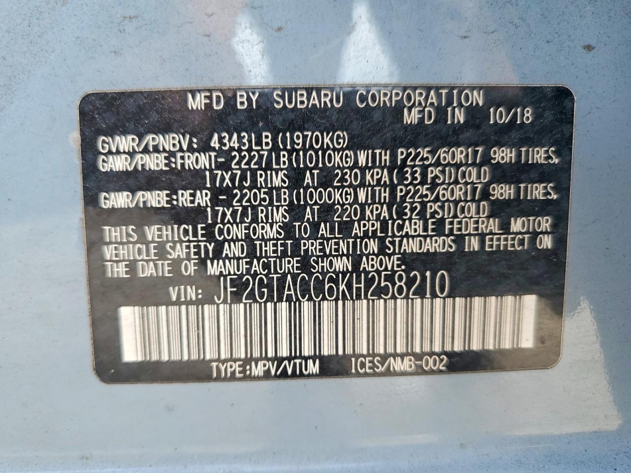 2019 SUBARU CROSSTREK