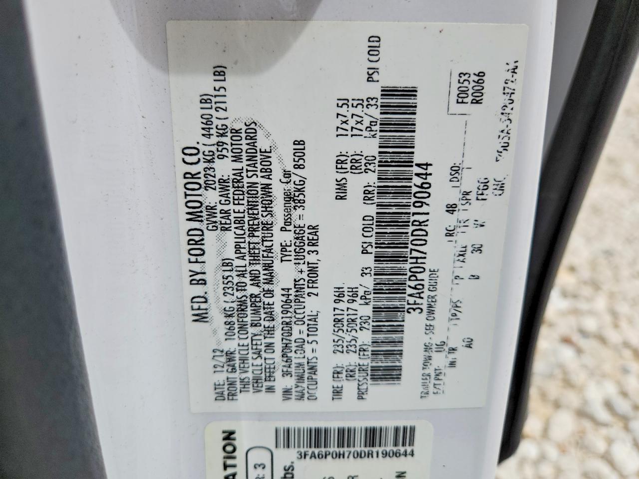 2013 FORD FUSION