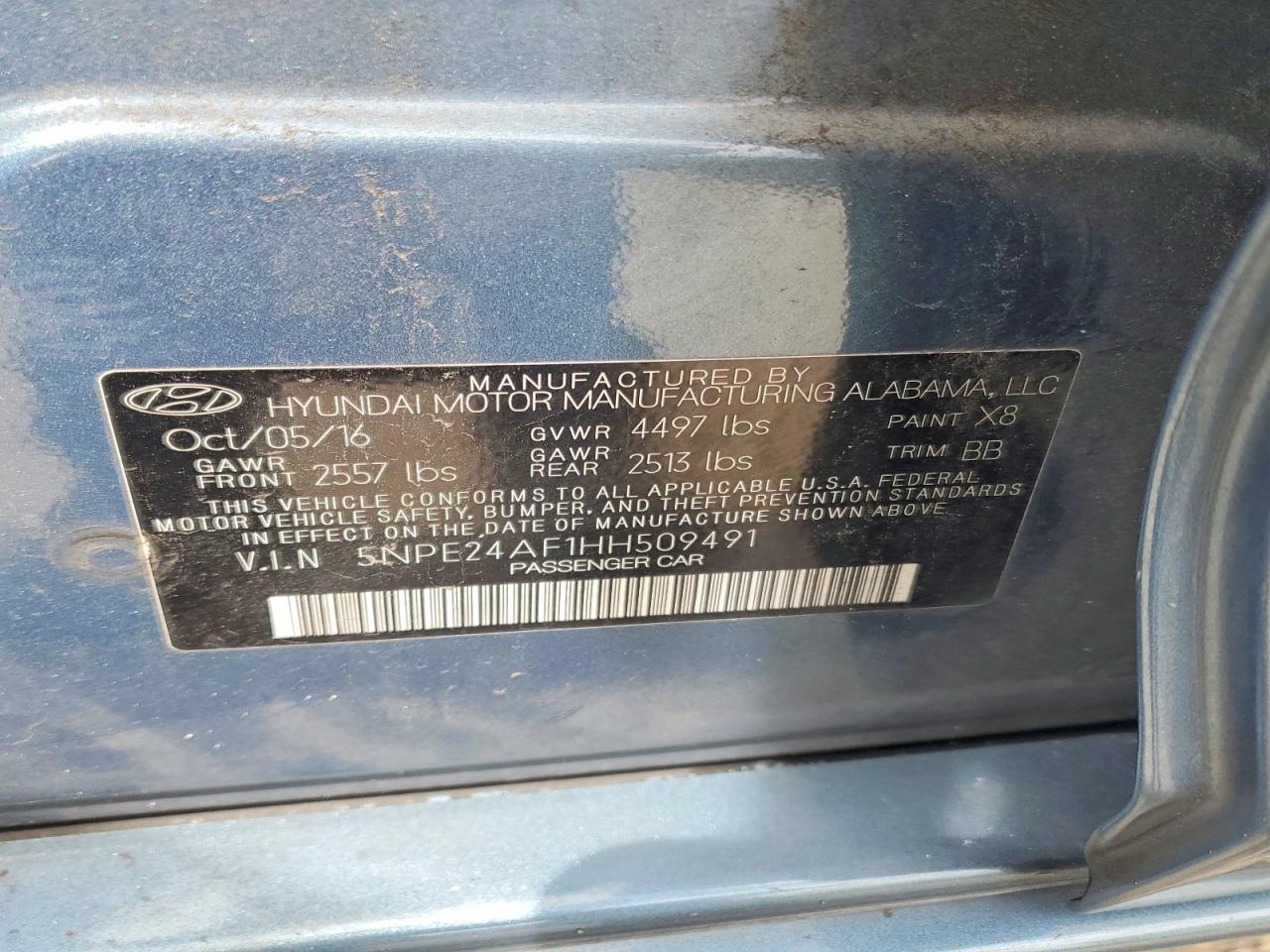 2017 HYUNDAI SONATA