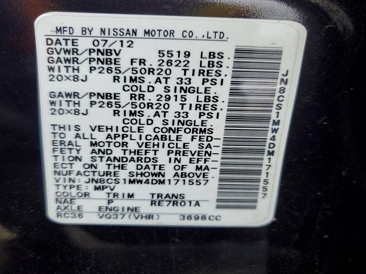 2013 INFINITI FX37