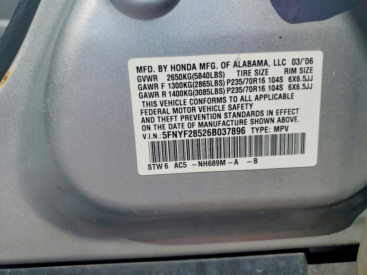 2006 HONDA PILOT