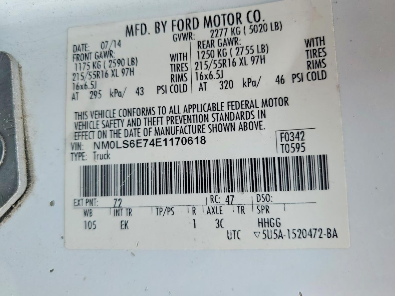 2014 FORD TRANSIT