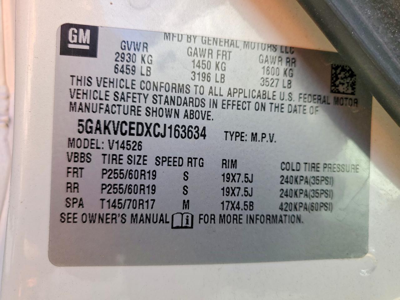 2012 BUICK ENCLAVE