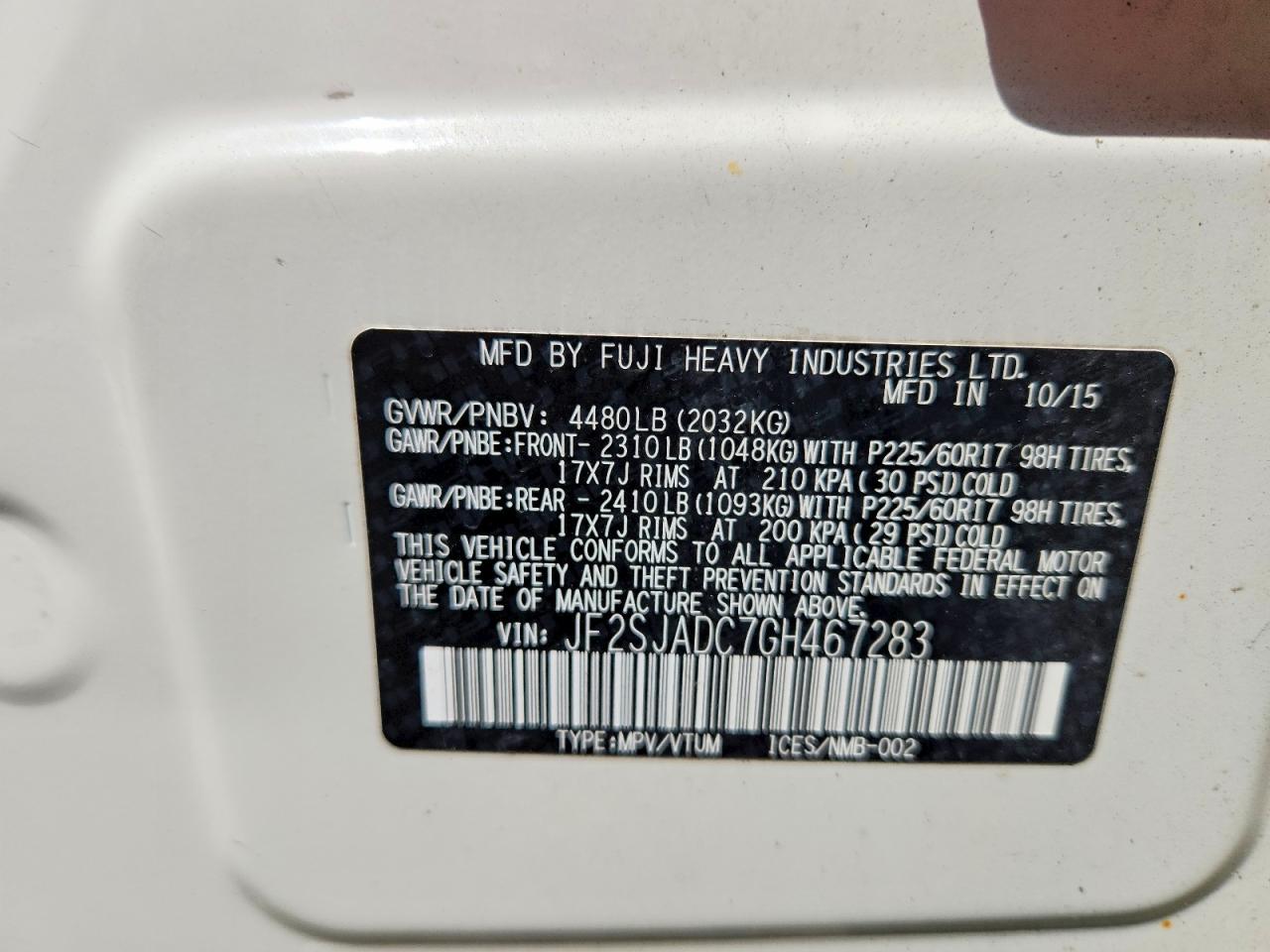 2016 SUBARU FORESTER
