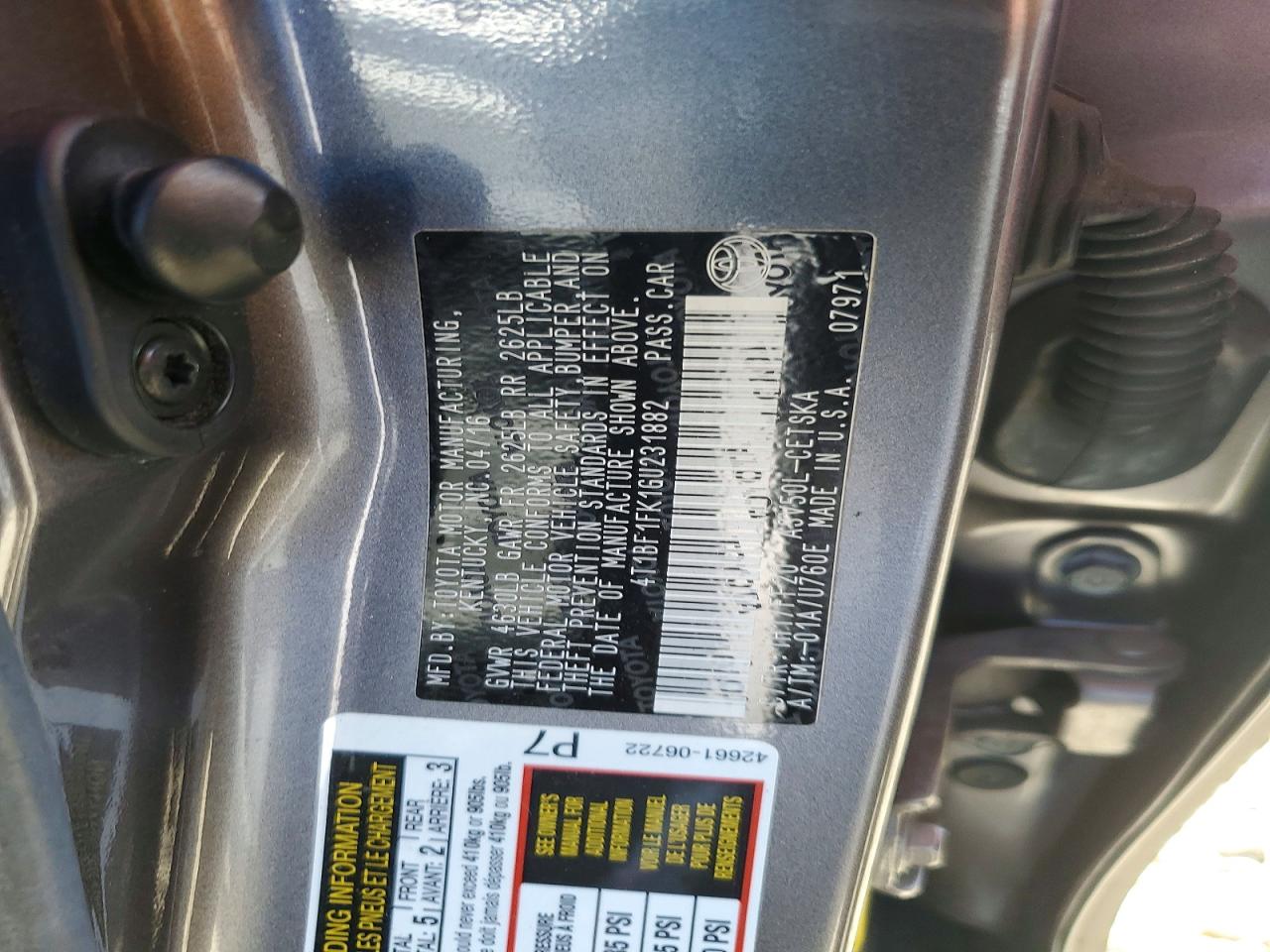 2016 TOYOTA CAMRY