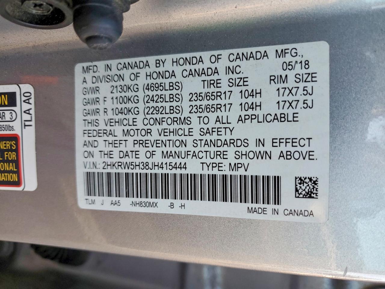 2018 HONDA CRV