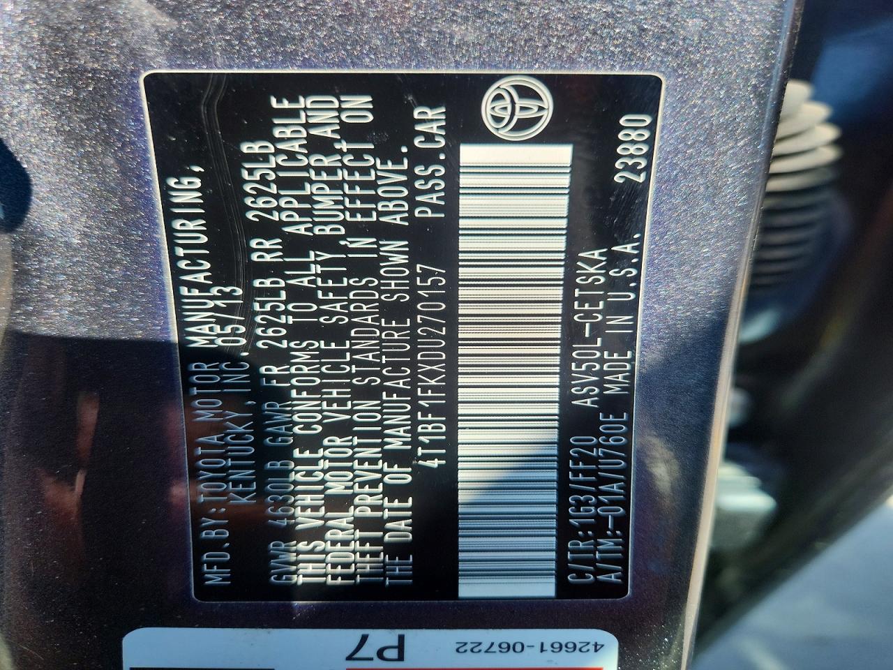 2013 TOYOTA CAMRY
