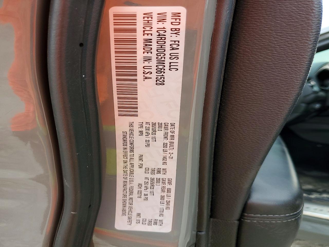 2021 DODGE DURANGO