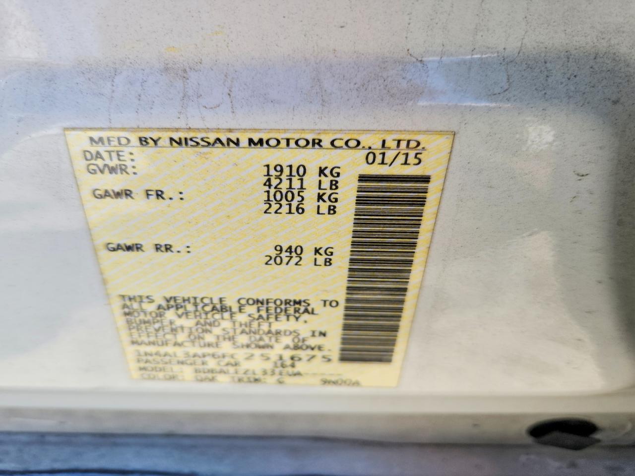 2015 NISSAN ALTIMA