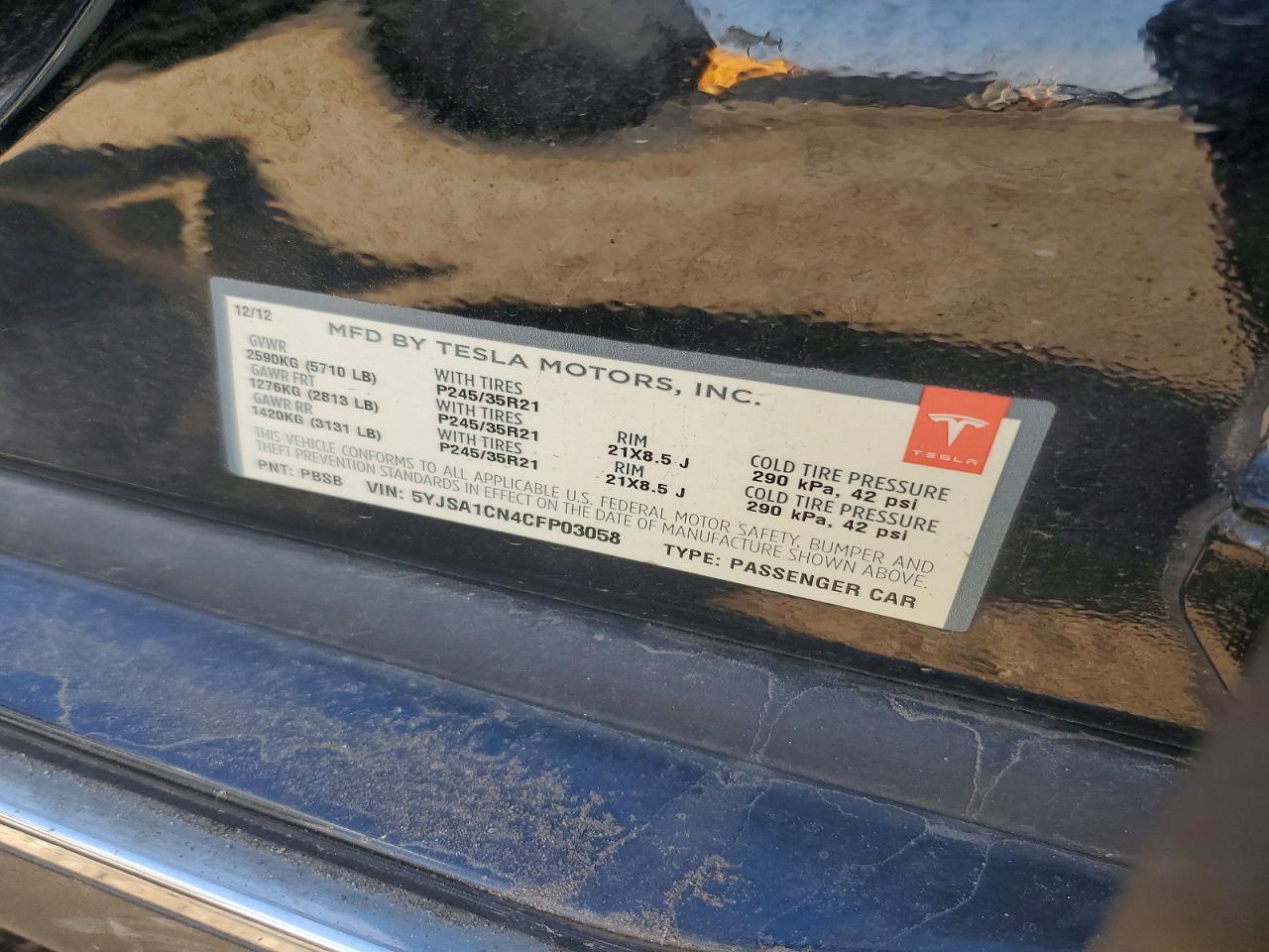 2012 TESLA MODEL S